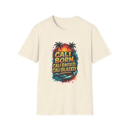 Cali Born Unisex Softstyle T-Shirt, California Pride Tee, Beach Vibes Shirt, Summer Casual Wear, Gift for Travel Lovers
