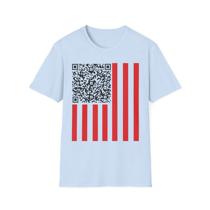 Patriotic QR Code Tee - Unisex Softstyle T-Shirt, Summer Wear, 4th of July, Casual Style, Graphic Tee, Gift Idea