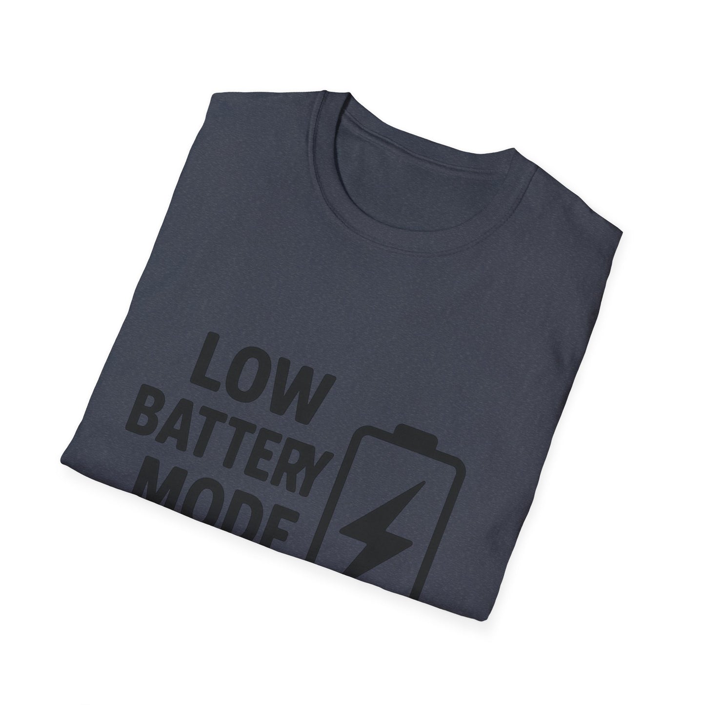 Low Battery Mode Unisex Softstyle T-Shirt, Gift for Tech Lovers, Casual Wear, Funny Tee, Great for Birthdays, Geek Culture