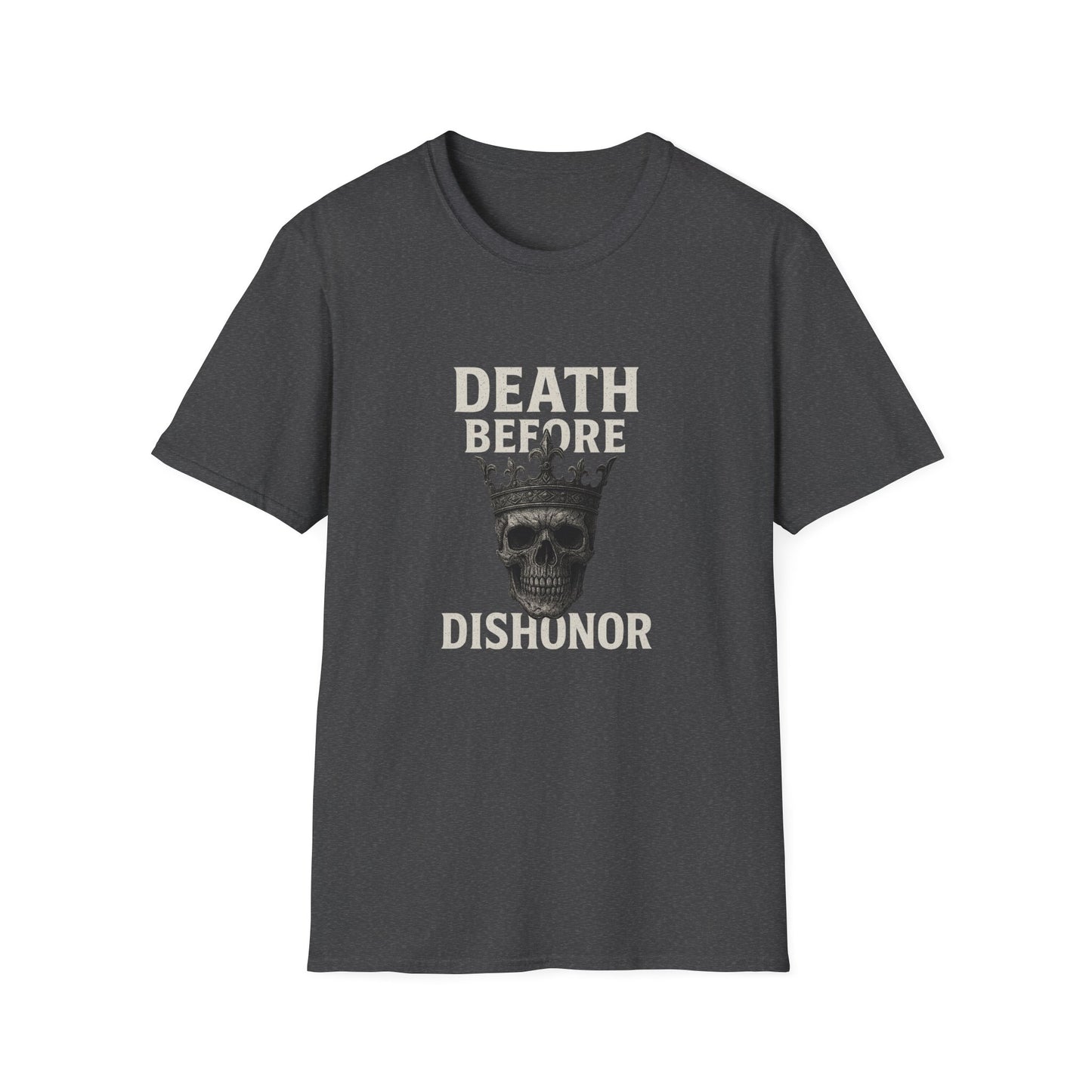 Unisex Skull Graphic T-Shirt - Death Before Dishonor, Casual Wear, Gift for Rebels, Halloween Costume, Unique Statement Tee