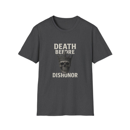 Unisex Skull Graphic T-Shirt - Death Before Dishonor, Casual Wear, Gift for Rebels, Halloween Costume, Unique Statement Tee