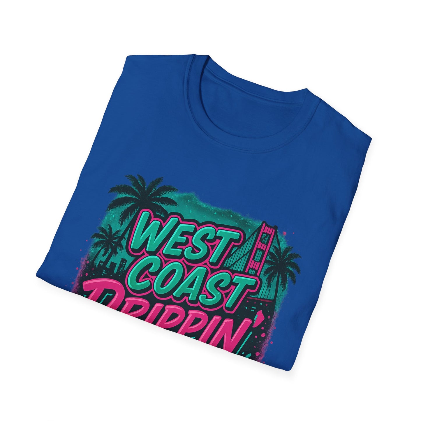 Retro West Coast Drippin' Unisex Softstyle T-Shirt | Vintage Graphic Tee, Summer Fashion, Streetwear, Gift for Him/Her, Festival Attire