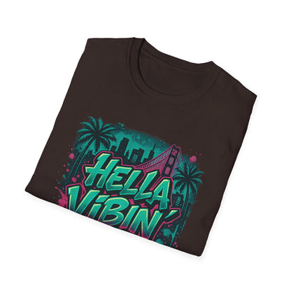 Hella Vibin' Unisex Softstyle T-Shirt, Summer Vibes, Festival Wear, Gift for Friends, Casual Lifestyle, Retro Design