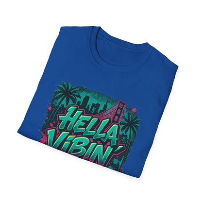 Hella Vibin' Unisex Softstyle T-Shirt, Summer Vibes, Festival Wear, Gift for Friends, Casual Lifestyle, Retro Design