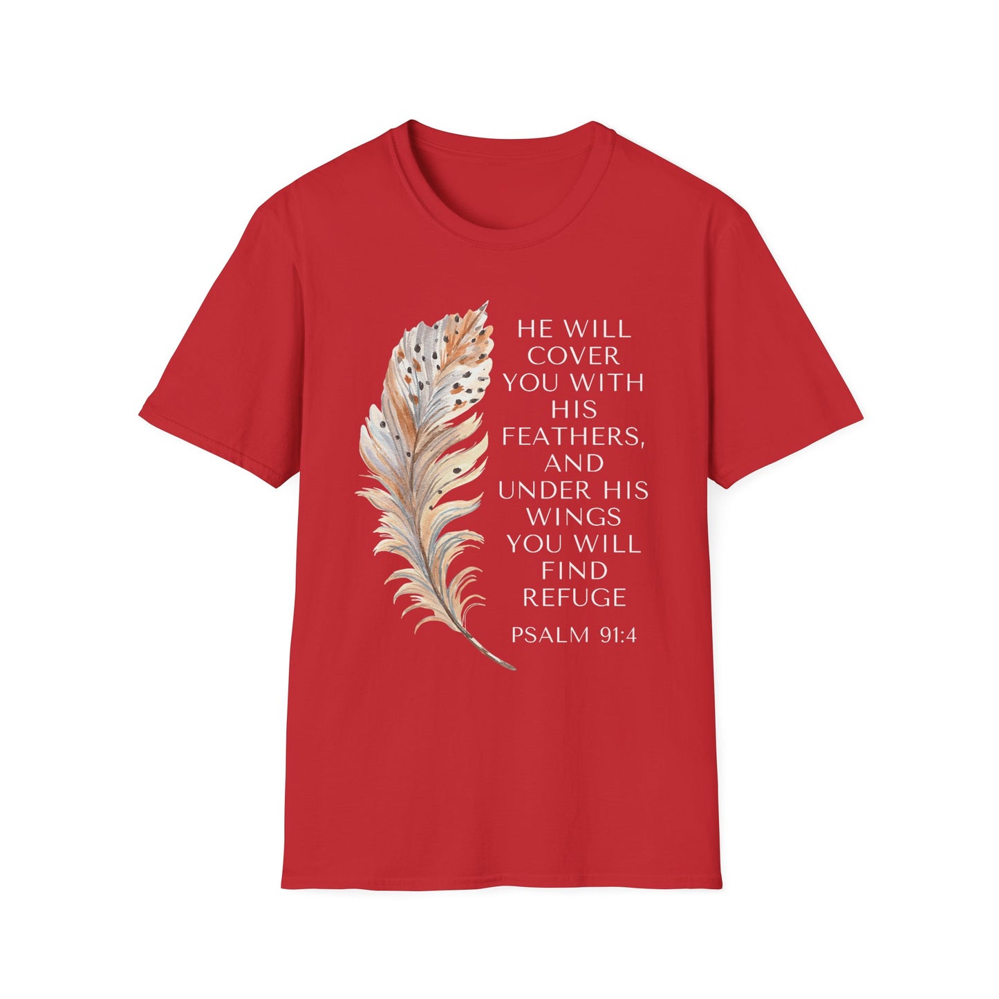 Faith-Inspired Unisex Softstyle T-Shirt – Psalm 91:4