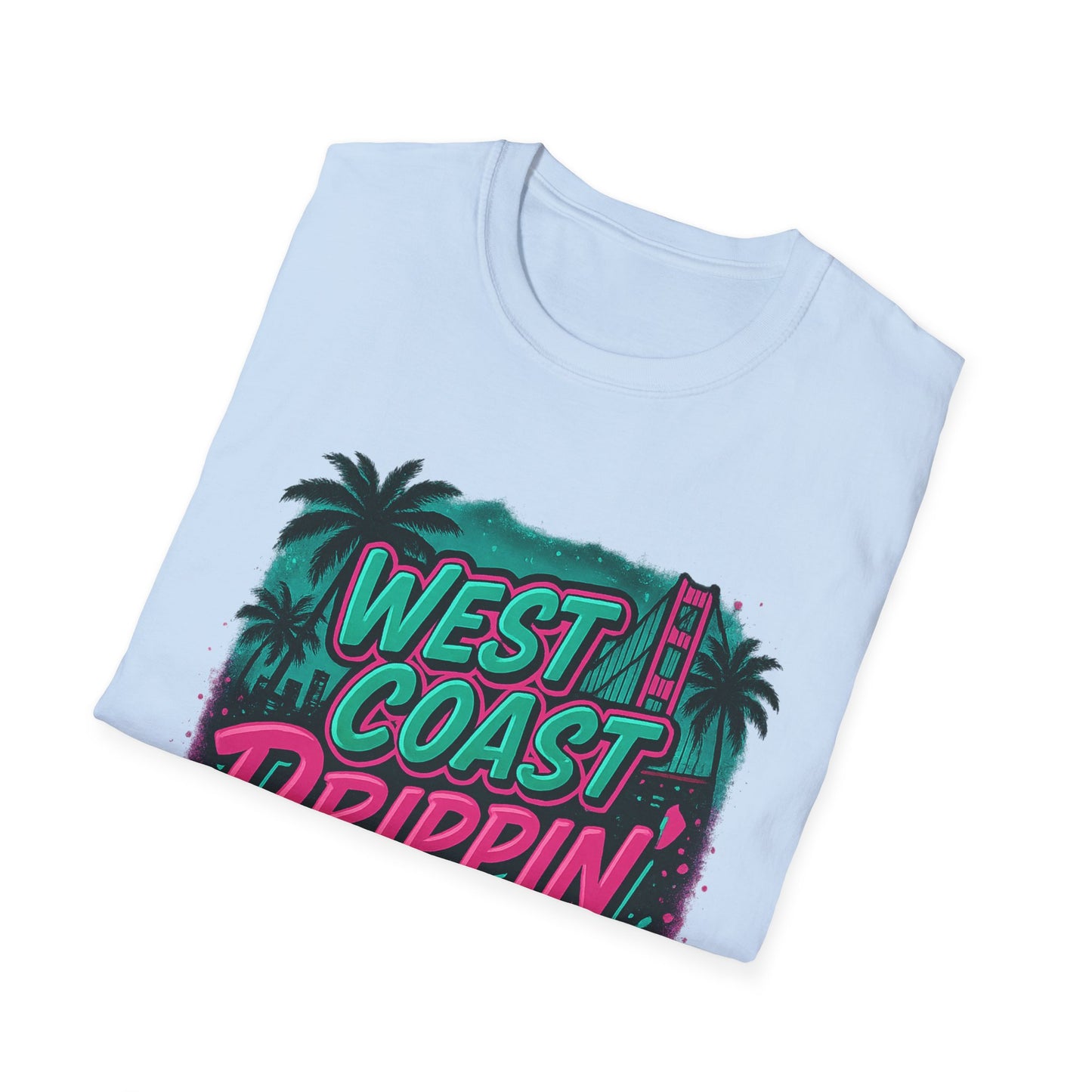 Retro West Coast Drippin' Unisex Softstyle T-Shirt | Vintage Graphic Tee, Summer Fashion, Streetwear, Gift for Him/Her, Festival Attire