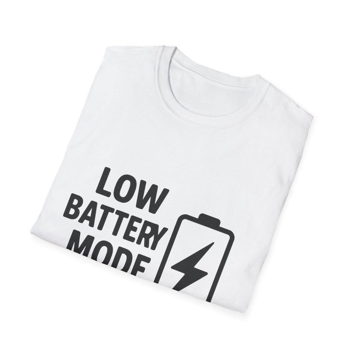 Low Battery Mode Unisex Softstyle T-Shirt, Gift for Tech Lovers, Casual Wear, Funny Tee, Great for Birthdays, Geek Culture