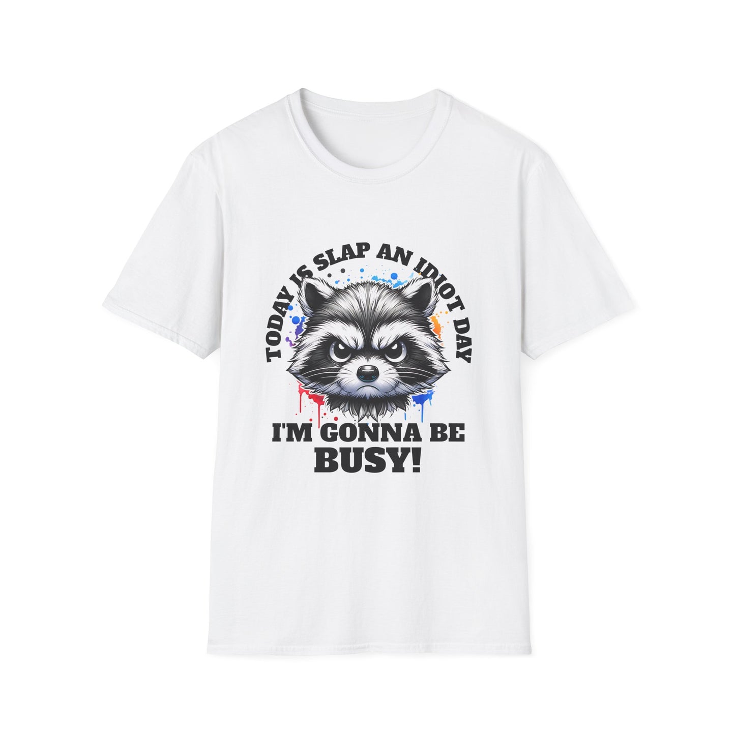 Funny Raccoon T-Shirt, Gift for Friends, Quirky Humor Shirt, Casual Wear, Slap an Idiot Day Tee, Birthday or Occasion Top