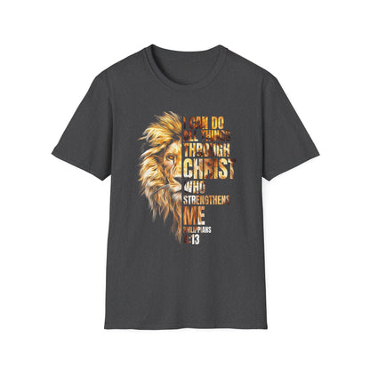 Faith-Inspired Lion T-Shirt, Christian Apparel, Inspirational Quote Shirt, Gifts for Believers, Motivational Tee