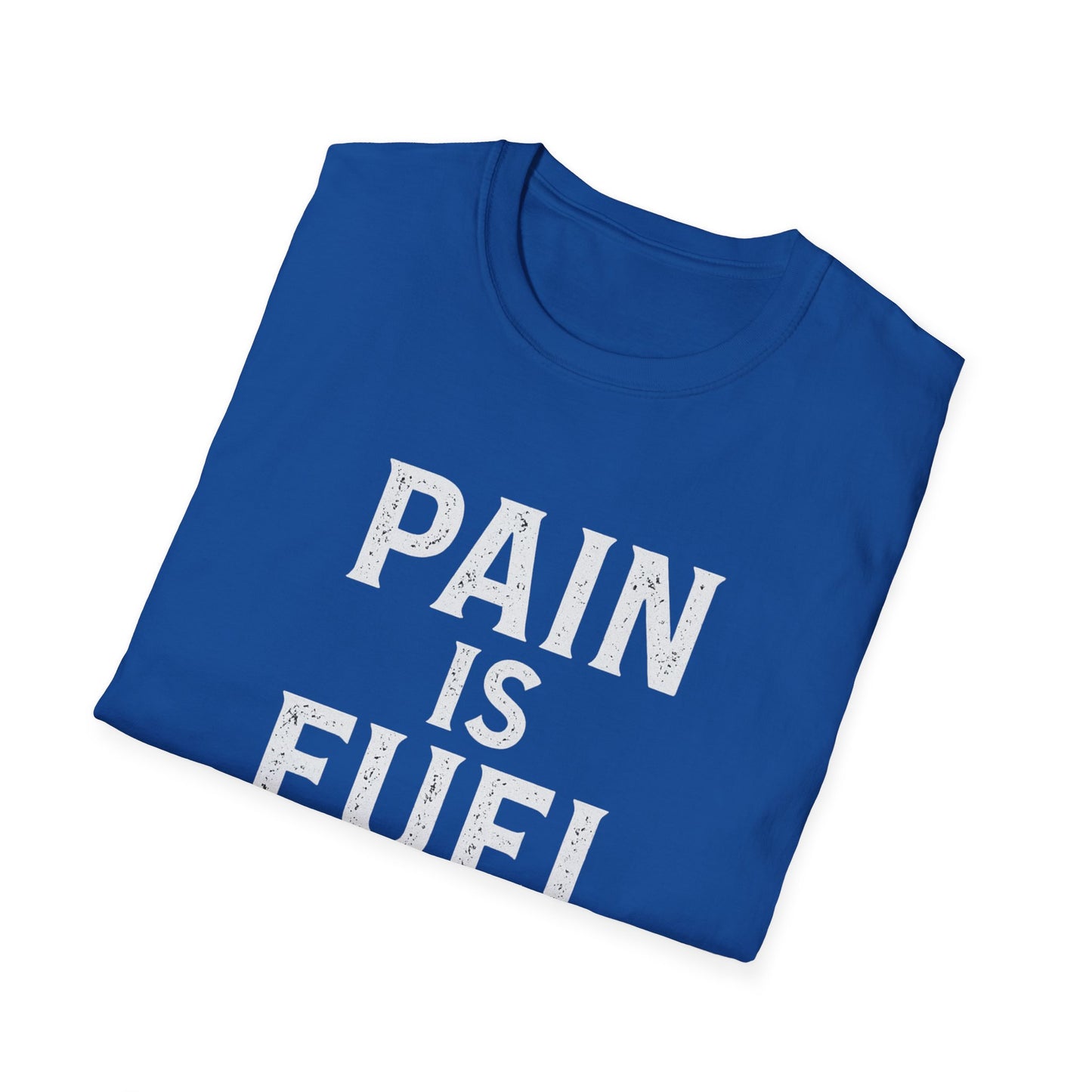 Motivational Skull T-Shirt, Unisex Softstyle Tee, Workout Apparel, Fitness Gift, Casual Wear, Pain is Fuel Design