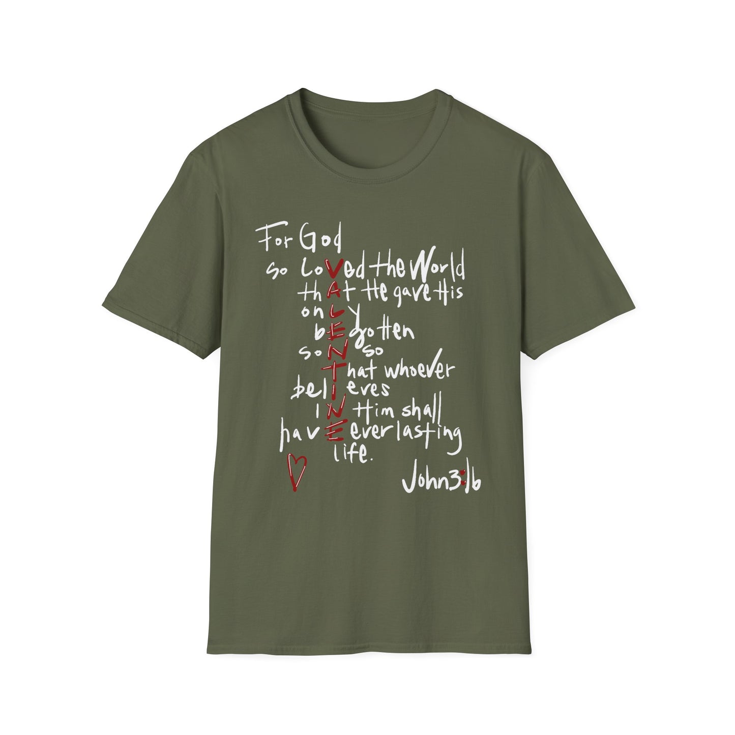 Faith-Inspired Unisex Softstyle T-Shirt - John 3:16 Love Graphic