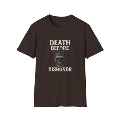 Unisex Skull Graphic T-Shirt - Death Before Dishonor, Casual Wear, Gift for Rebels, Halloween Costume, Unique Statement Tee