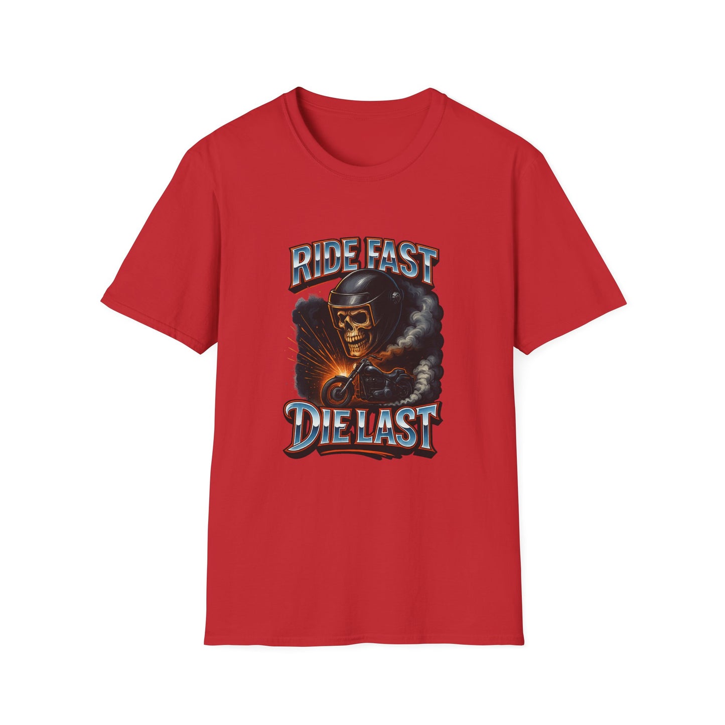 Ride Fast, Die Last Graphic Tee - Unisex Softstyle T-Shirt, Biker Gift, Motorcycle Apparel, Casual Wear, Ride Culture Shirt