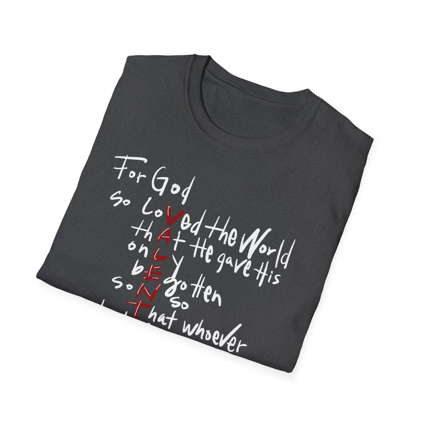 Faith-Inspired Unisex Softstyle T-Shirt - John 3:16 Love Graphic