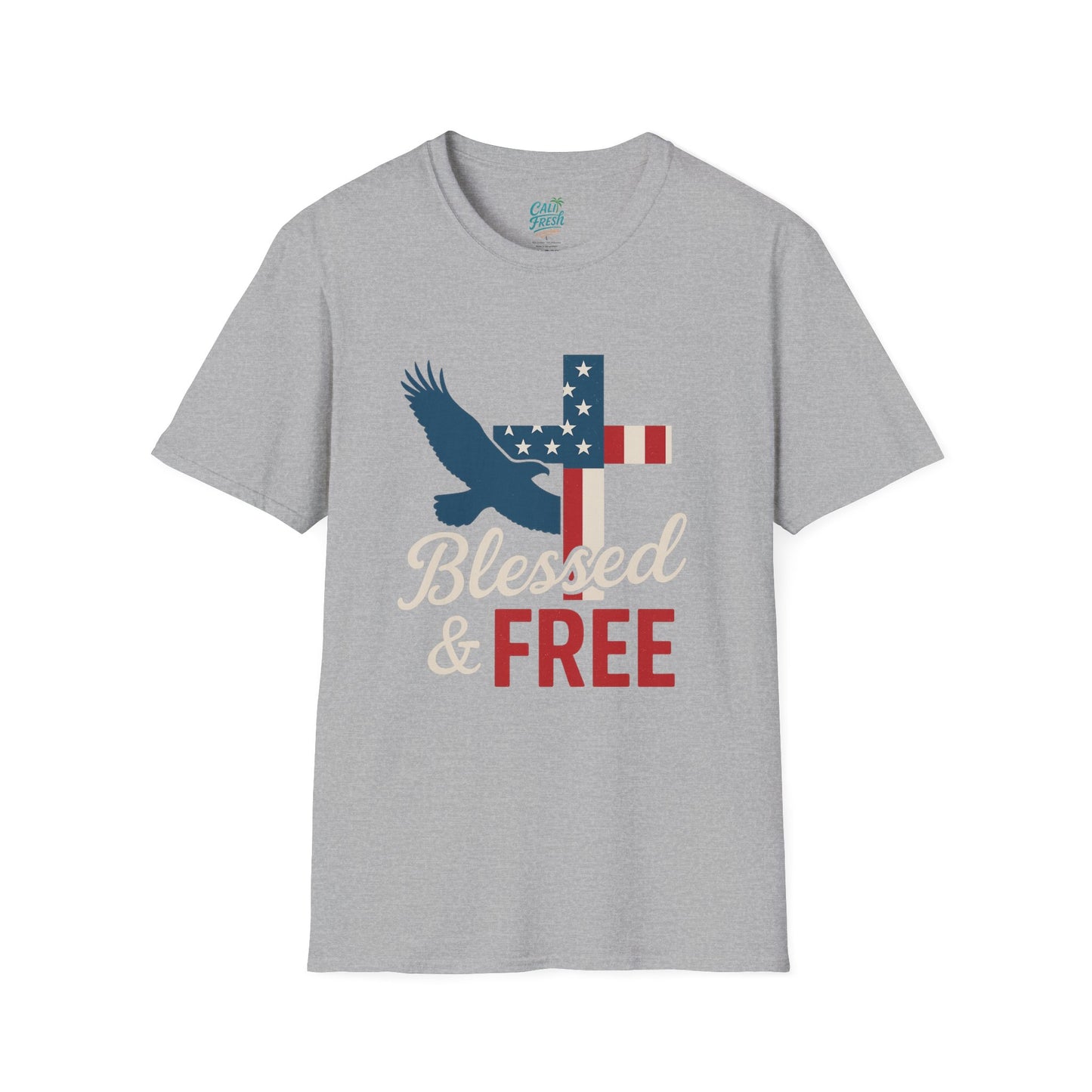 Blessed & Free Unisex T-Shirt | Inspirational American Flag Tee, Faith-Based Gift, Patriotic Apparel, Comfort Fit, Everyday Wear