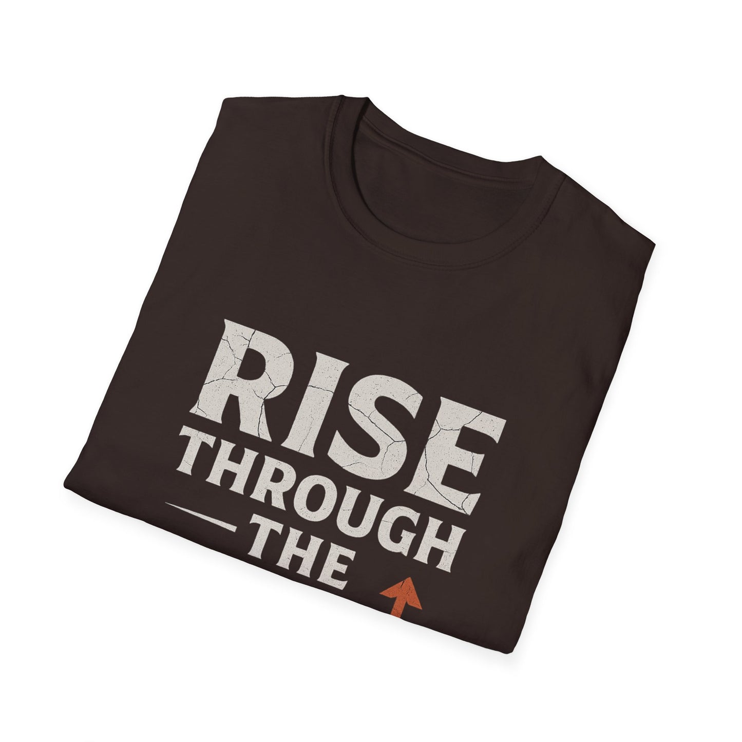 Inspirational Unisex Softstyle T-Shirt - Rise Through the Wreckage, Motivational Gift, Casual Wear, Workout Shirt, Uplifting Message Tee