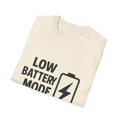 Low Battery Mode Unisex Softstyle T-Shirt, Gift for Tech Lovers, Casual Wear, Funny Tee, Great for Birthdays, Geek Culture