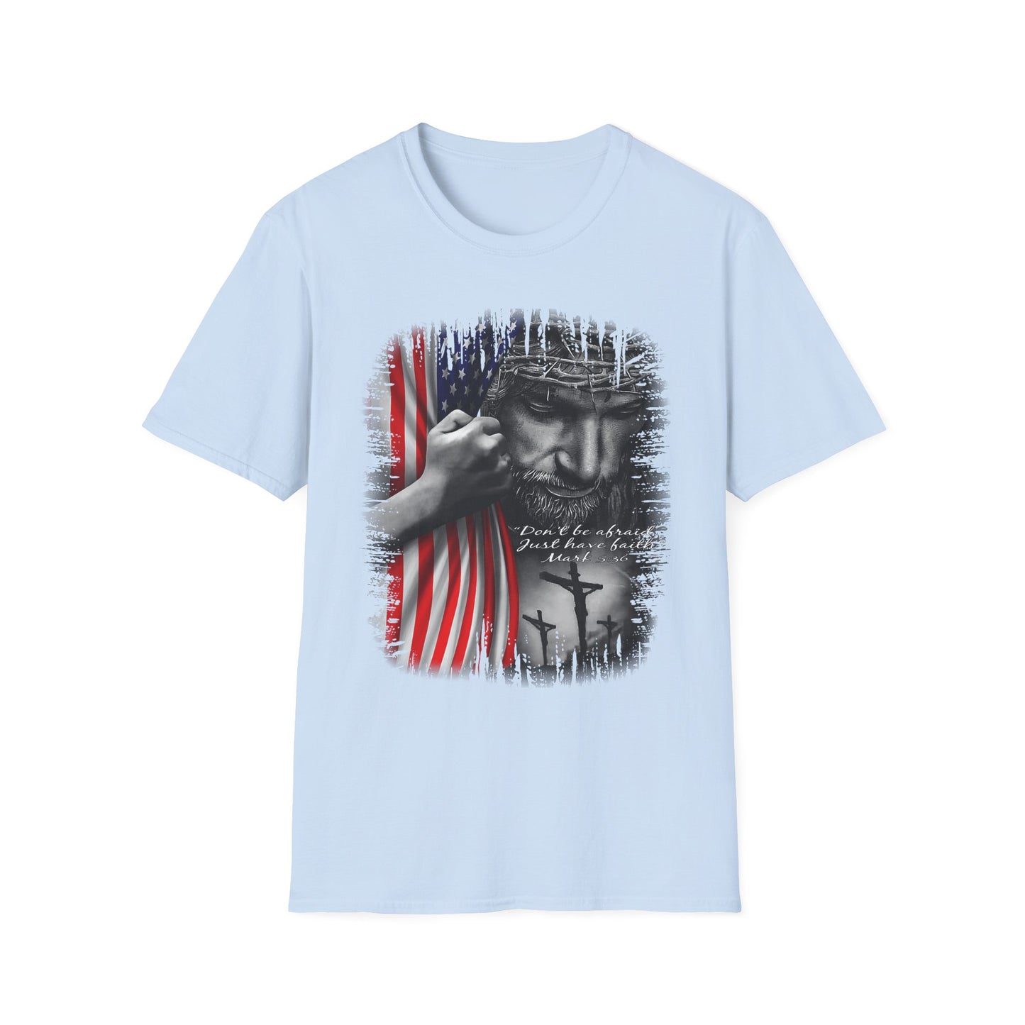 Patriotic Graphic T-Shirt - Unisex Softstyle Tee, Faith-Inspired Apparel, 4th of July, Memorial Day, Inspirational Gift