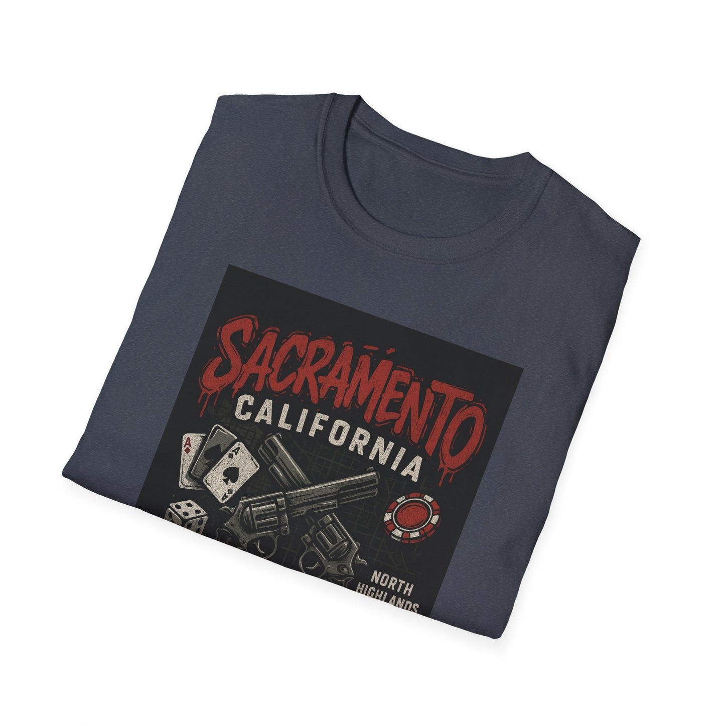 Sacramento Graphic Tee - Unisex Softstyle T-Shirt, California Apparel, Cool Casual Wear, Gift for Gamblers, Vintage Design