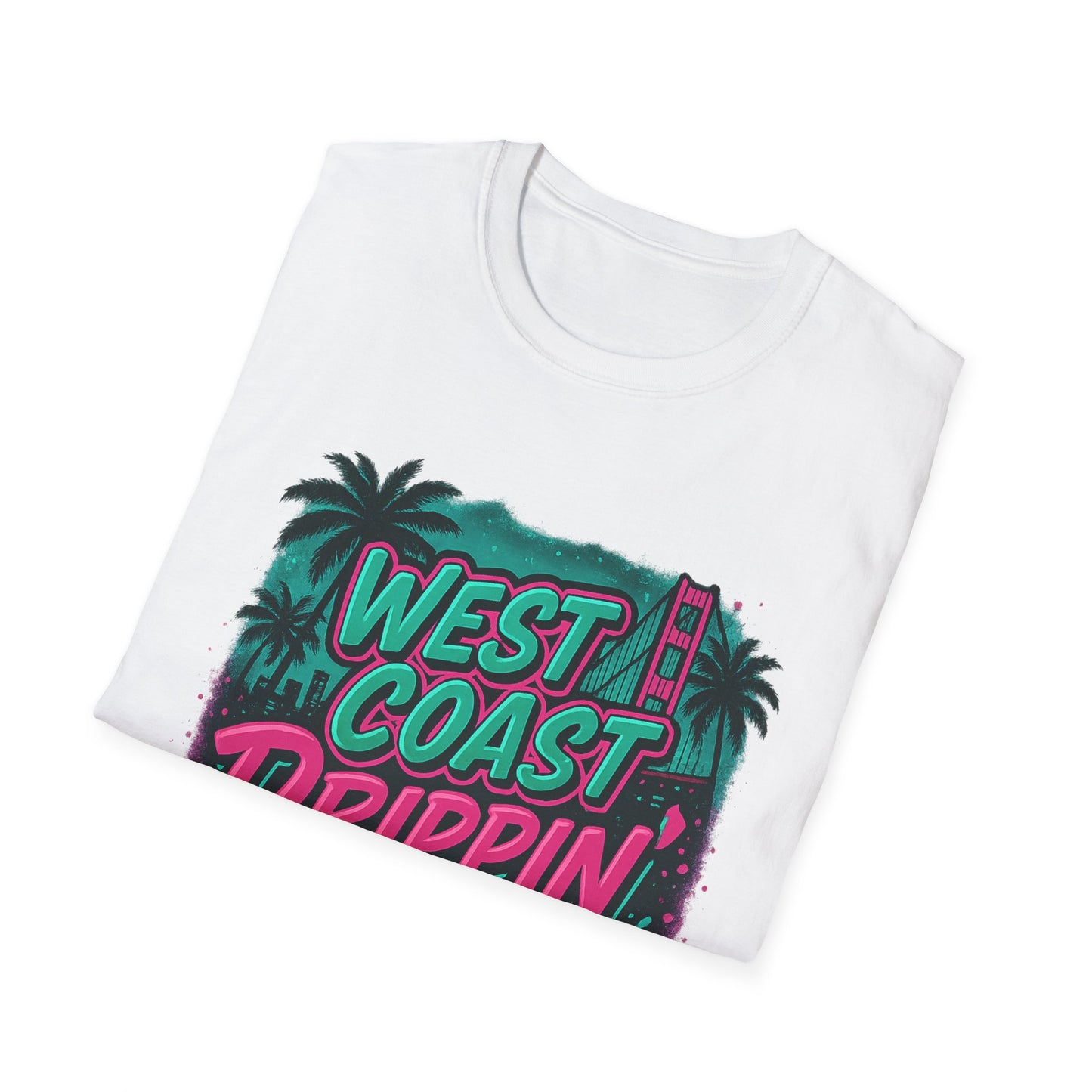 Retro West Coast Drippin' Unisex Softstyle T-Shirt | Vintage Graphic Tee, Summer Fashion, Streetwear, Gift for Him/Her, Festival Attire