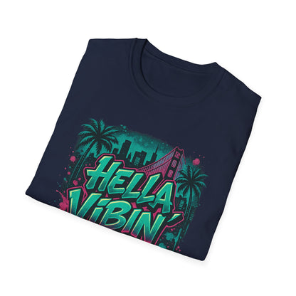 Hella Vibin' Unisex Softstyle T-Shirt, Summer Vibes, Festival Wear, Gift for Friends, Casual Lifestyle, Retro Design