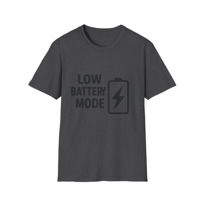Low Battery Mode Unisex Softstyle T-Shirt, Gift for Tech Lovers, Casual Wear, Funny Tee, Great for Birthdays, Geek Culture
