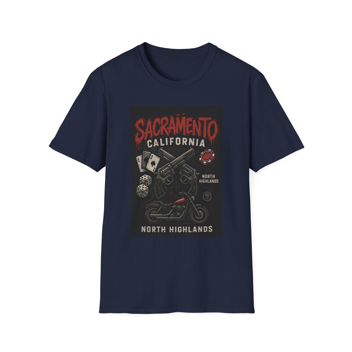 Sacramento Graphic Tee - Unisex Softstyle T-Shirt, California Apparel, Cool Casual Wear, Gift for Gamblers, Vintage Design