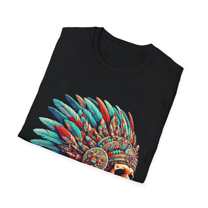 Colorful Skull Native American Headdress T-Shirt, Boho Tee, Festival Wear, Unisex Graphic Top, Unique Gift for Him/Her