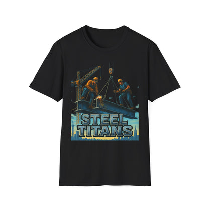Steel Titans Unisex Softstyle T-Shirt | Construction Work Tee, Gift for Builders, Father's Day Shirt, Casual Workwear, Unique Graphic Tee
