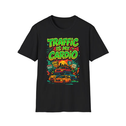 Traffic Is My Cardio T-Shirt, Fun Graphic Tee, Unisex Humor Shirt, Casual Wear, Gift for Drivers, Car Enthusiast Apparel