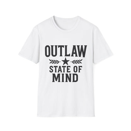 Unisex Outlaw State of Mind T-Shirt, Casual Tee, Gift for Rebels, Comfy Shirt, Festival Wear, Statement Apparel