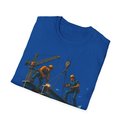 Steel Titans Unisex Softstyle T-Shirt | Construction Work Tee, Gift for Builders, Father's Day Shirt, Casual Workwear, Unique Graphic Tee