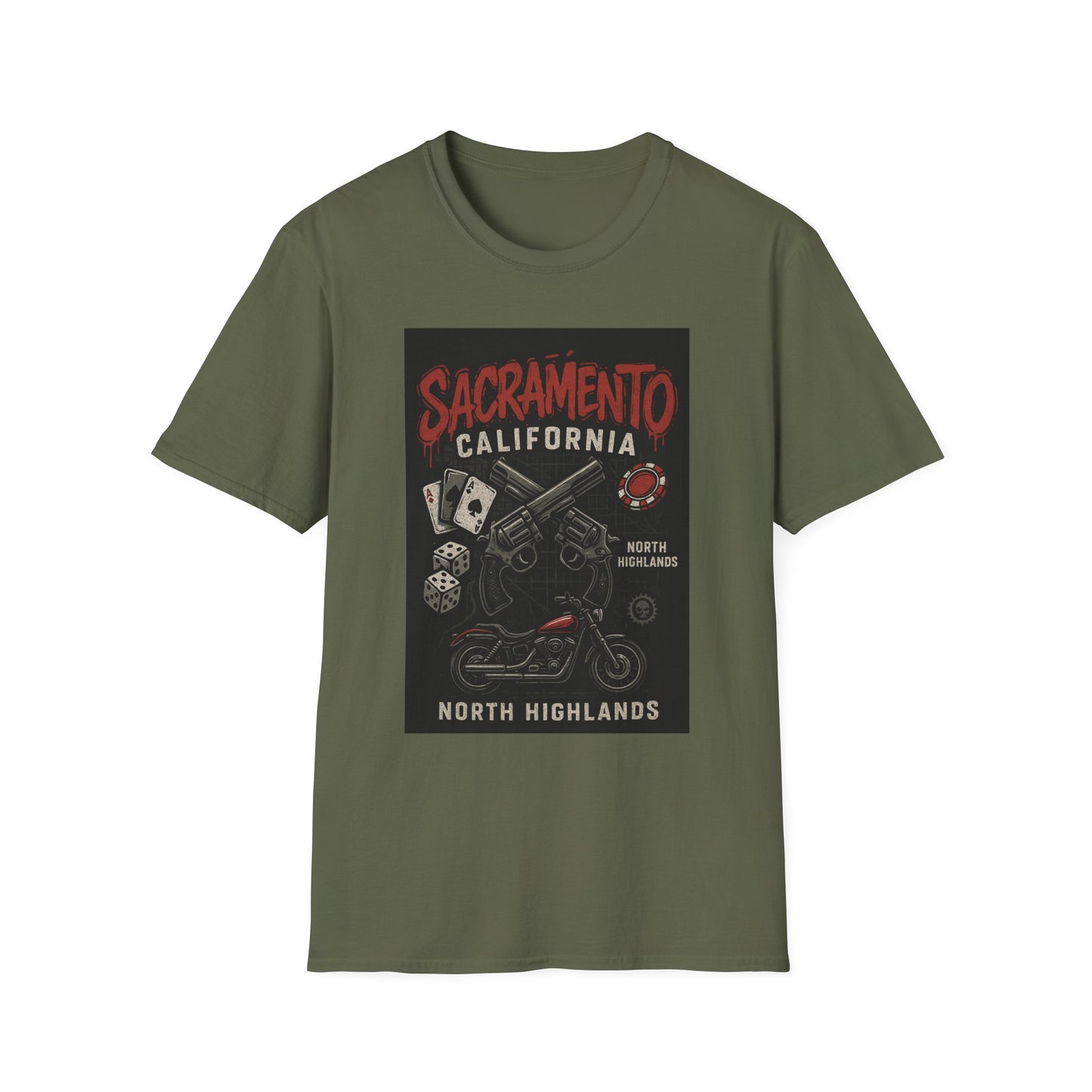 Sacramento Graphic Tee - Unisex Softstyle T-Shirt, California Apparel, Cool Casual Wear, Gift for Gamblers, Vintage Design
