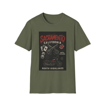 Sacramento Graphic Tee - Unisex Softstyle T-Shirt, California Apparel, Cool Casual Wear, Gift for Gamblers, Vintage Design