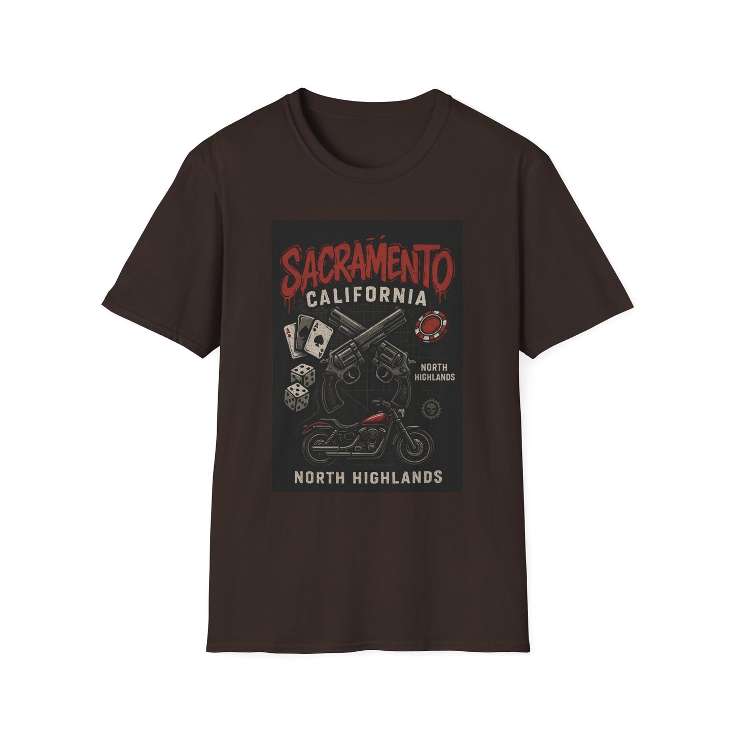 Sacramento Graphic Tee - Unisex Softstyle T-Shirt, California Apparel, Cool Casual Wear, Gift for Gamblers, Vintage Design