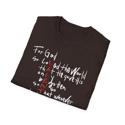 Faith-Inspired Unisex Softstyle T-Shirt - John 3:16 Love Graphic