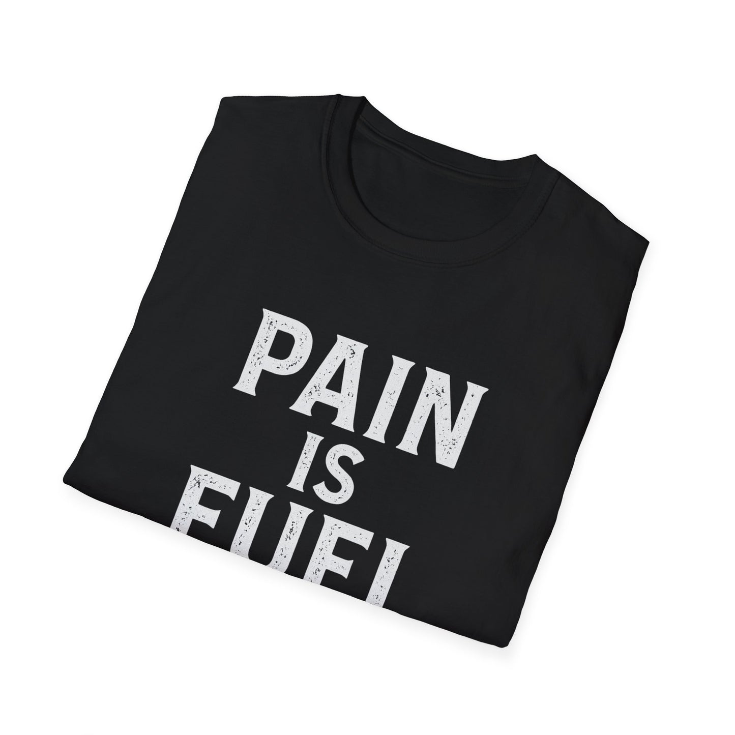 Motivational Skull T-Shirt, Unisex Softstyle Tee, Workout Apparel, Fitness Gift, Casual Wear, Pain is Fuel Design