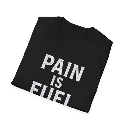 Motivational Skull T-Shirt, Unisex Softstyle Tee, Workout Apparel, Fitness Gift, Casual Wear, Pain is Fuel Design
