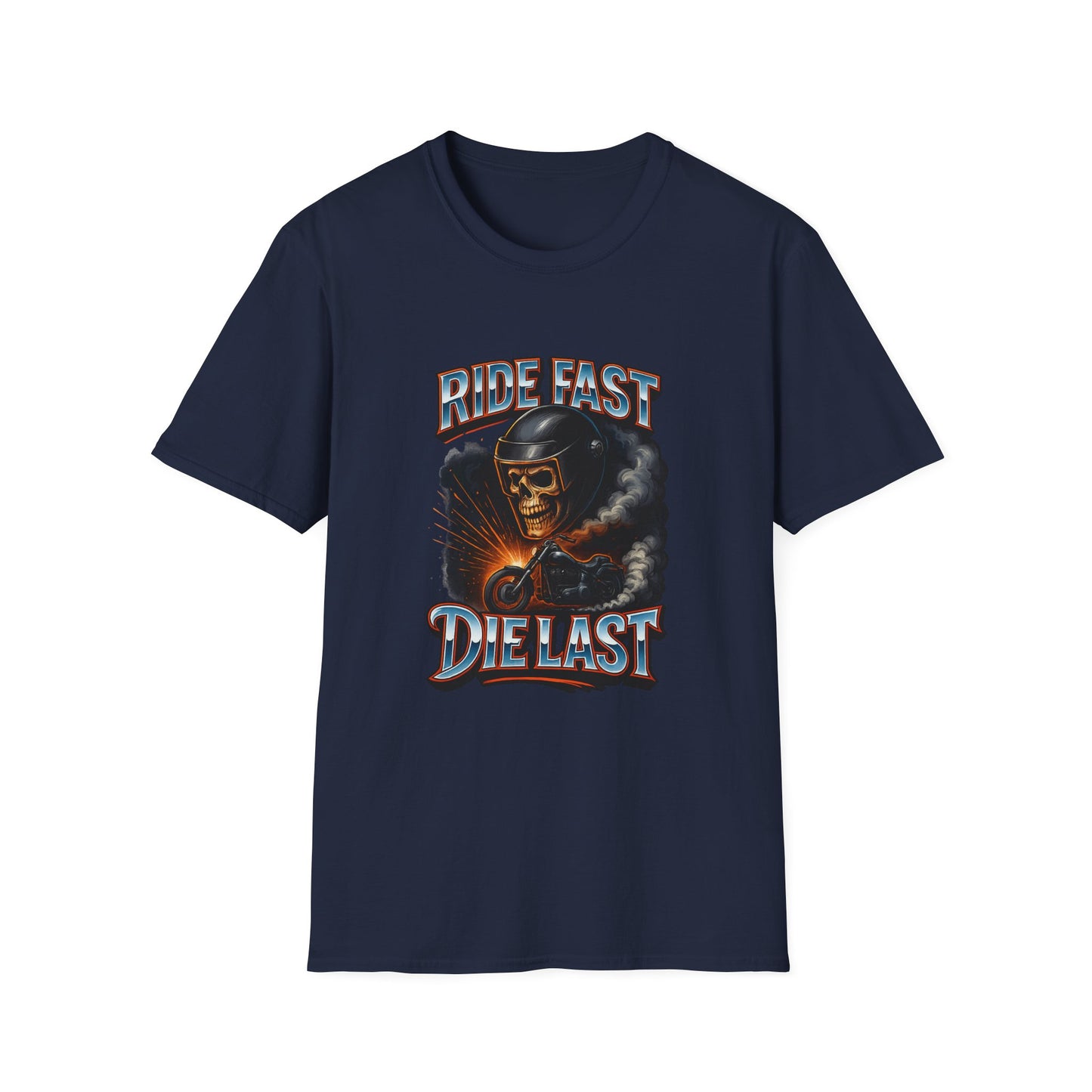 Ride Fast, Die Last Graphic Tee - Unisex Softstyle T-Shirt, Biker Gift, Motorcycle Apparel, Casual Wear, Ride Culture Shirt