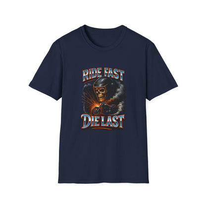 Ride Fast, Die Last Graphic Tee - Unisex Softstyle T-Shirt, Biker Gift, Motorcycle Apparel, Casual Wear, Ride Culture Shirt
