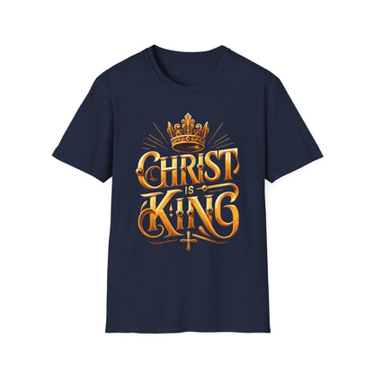 Christ is King Graphic T-Shirt, Faith-Based Tee, Unisex Softstyle Shirt, Christian Apparel, Inspirational Gift for Holidays