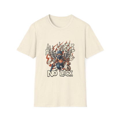All Hustle No Luck Unisex Softstyle T-Shirt | Motivational Apparel, Graphic Tee, Casual Wear, Gift for Entrepreneurs, Streetwear