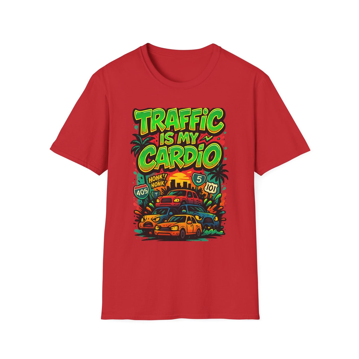Traffic Is My Cardio T-Shirt, Fun Graphic Tee, Unisex Humor Shirt, Casual Wear, Gift for Drivers, Car Enthusiast Apparel