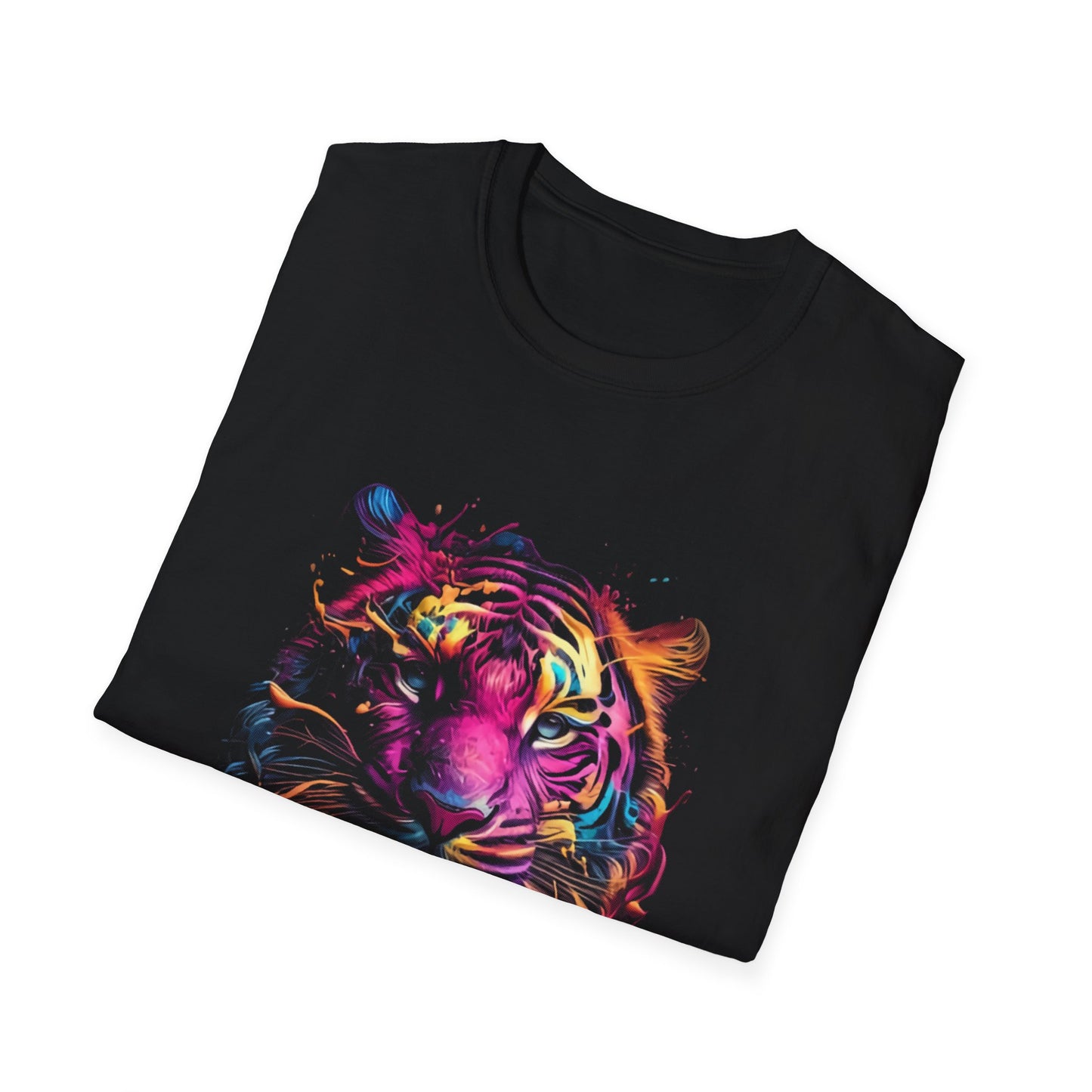 Colorful Tiger Graphic T-Shirt, Unisex Softstyle Tee, Animal Lover Gift, Nature Lover Apparel, Eco-Friendly Fashion, Summer Casual Wear