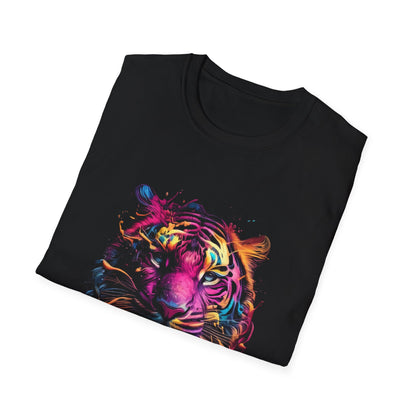 Colorful Tiger Graphic T-Shirt, Unisex Softstyle Tee, Animal Lover Gift, Nature Lover Apparel, Eco-Friendly Fashion, Summer Casual Wear