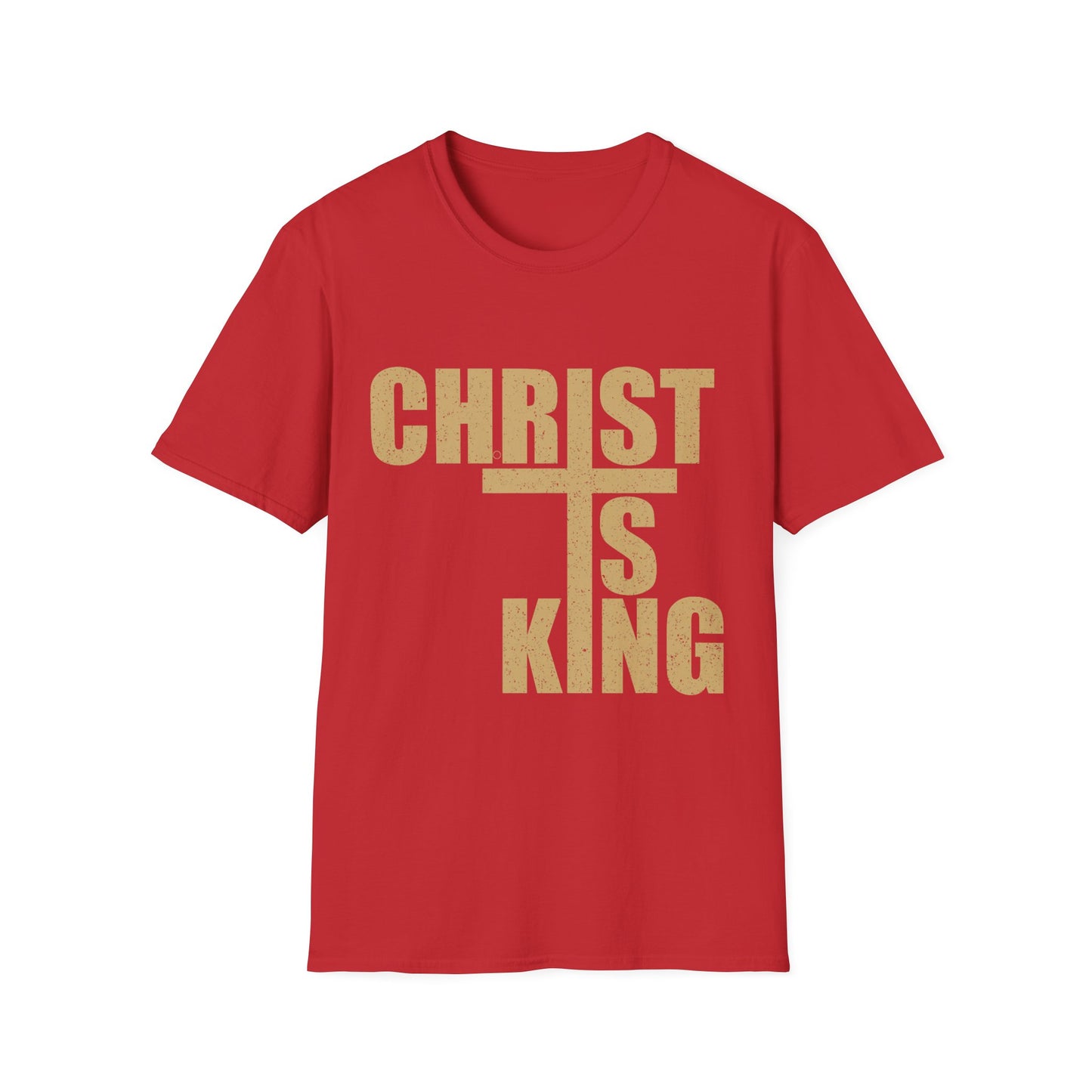 Christ is King Unisex Softstyle T-Shirt, Faith-Based Apparel, Religious Gift, Christian Tee, Versatile Casual Wear, Perfect for Holidays