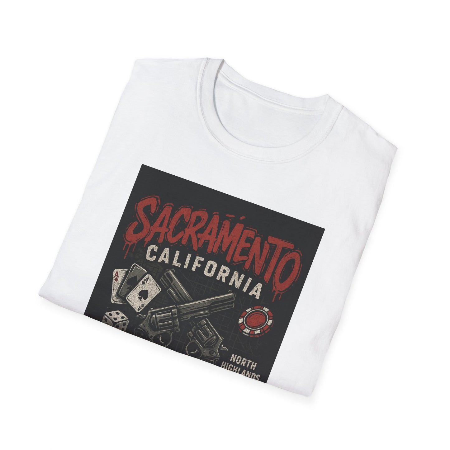 Sacramento Graphic Tee - Unisex Softstyle T-Shirt, California Apparel, Cool Casual Wear, Gift for Gamblers, Vintage Design