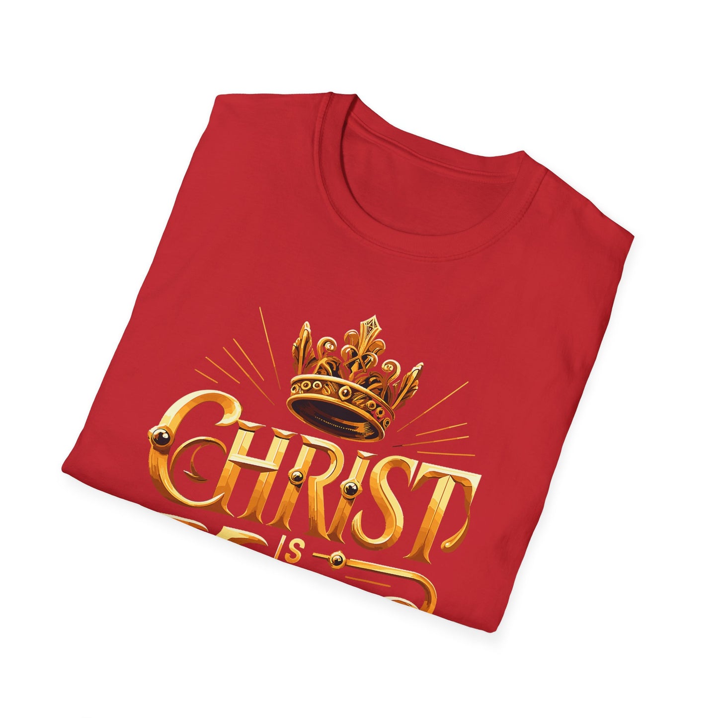 Christ is King Graphic T-Shirt, Faith-Based Tee, Unisex Softstyle Shirt, Christian Apparel, Inspirational Gift for Holidays