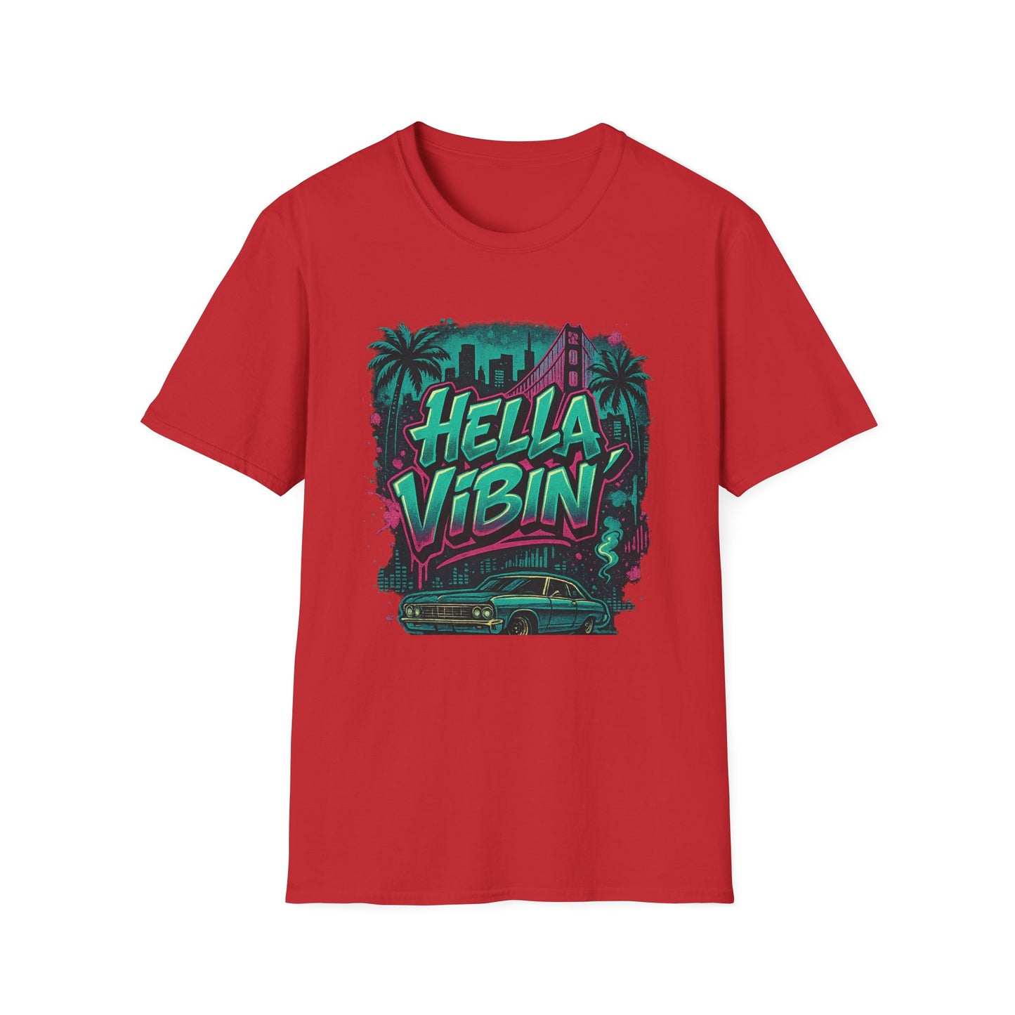 Hella Vibin' Unisex Softstyle T-Shirt, Summer Vibes, Festival Wear, Gift for Friends, Casual Lifestyle, Retro Design