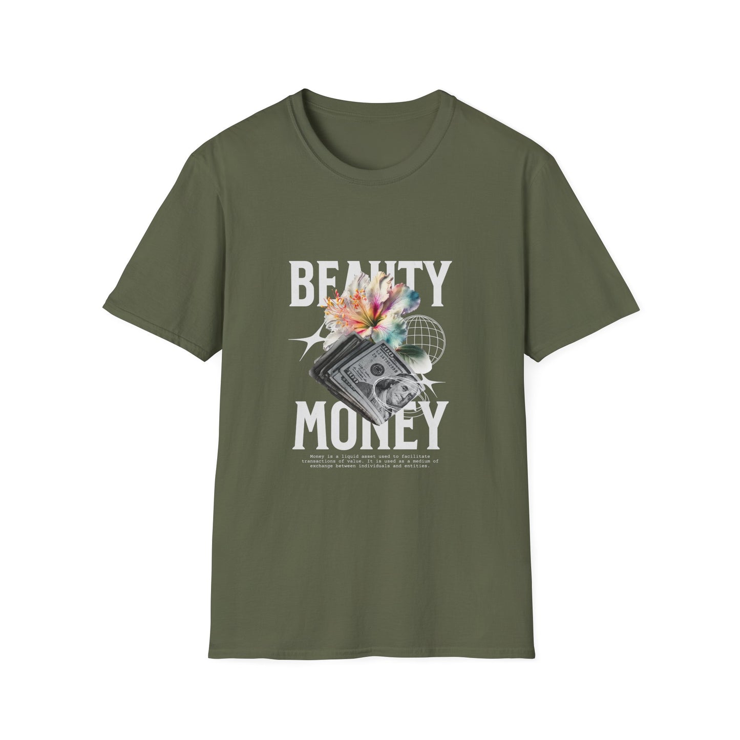Floral Beauty & Money T-Shirt, Unisex Graphic Tee, Nature Inspired Shirt, Gift for Art Lovers, Casual Wear